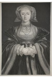Kupferstich 1839. Portrait Anna von Kleve (1515-1557).