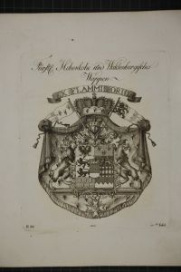 Fürstl. Hohenlohe und Waldenburgisches Wappen. Kupferstich aus dem Wappenwerk von Tyroff, unten datiert: