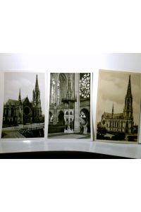 Speyer am Rhein. Gedächniskirche. 3 x Alte Ansichtskarte / Postkarte s/w, ungel. 1 x bechrieben 1954. 2 x Gebäudeansicht. 1 x Innenansicht - Kanzel.