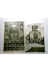 Trier. 2 x Alte Ansichtskarte / Postkarte s/w, ungel. u. gel. 1933. 1 x St. Matthias - Basilika. 1 x Künstlerkarte v. Forell - Wallfahrt zum Hl. Rock 1933.