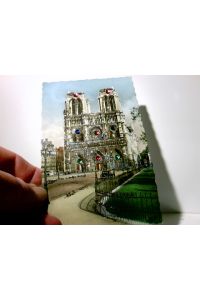 Nostalgie / Vintge. Paris. Frankreich. Notre Dame. Alte, sehr schön gestaltete Ansichtskarte / Postkarte farbig, ungel. um 1920 / 30 ?. Kirchenansicht, reich mit Glitzer und Farbsteinchen verziert.
