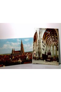 Ulm an der Donau. Münster. 2 x Alte Ansichtskarte / Postkarte farbig, ungel. , ca 60 / 70ger Jahre ?. 1 x Gebäudeansicht u. Umgebung. 1 x Dom - Innenansicht.