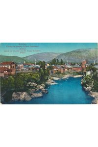 Mostar. Ansicht der Narenta von der Mujagada Komadina-Brücke.