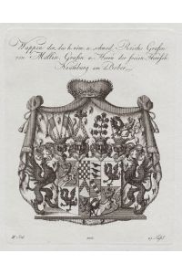 Wappen der des h. röm. u. schwe. Reichs Grafen von Mellin, Grafen u. Herrn der freien Herrsch. Naumburg am Bober - Mellin Naumburg am Bober Wappen Adel coat of arms heraldry Heraldik