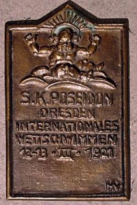 Bronze-Plakette: S. K. Poseidon Dresden - Internationales Wettschwimmen 12-13. III. 1921.
