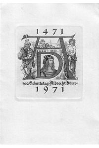 Neujahrsgruß der Familie Volkamer für 1971. 500. Geburtstag Albrecht Dürers, Dürermotive.   - Signierter Original-Kupferstich. Klappkarte mit typographischem Text.
