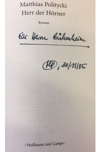 Herr der Hörner. - signiert, Widmungsexemplar, Erstausgabe  - Roman.