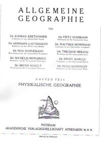 Allgemeine Geographie.   - Erster Teil: Physikalische Geographie.