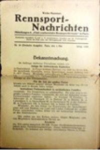 Rennsport-Nachrichten Nr. 36 (Deutsche Ausgabe) Paris, 1. Mai 1928.   - Werbe-Nummer.