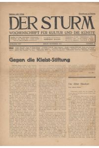 Der Sturm. Wochenschrift für Kultur und die Künste. Jahrgang 1911, Nr. 86, November. Herausgegeben von Herwarth Walden.