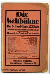 Die Weltbühne. XXII. Jahrgang, Nummer 35, vom 31. August 1926.