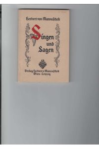 Singen und Sagen.   - Gedichte und Balladen. Buchtitel von Magda Winter.