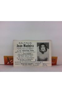 Programm-Werbekarte für Operauftritte in der Metropolitan Opera, New York von Jean Madeira - eigenh. signiert