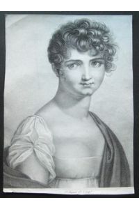 Porträt einer jungen Frau. Kupferstich in Punktiermanier und Crayonmanier von P. Augrand nach einer Zeichnung desselben.