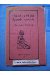 Goethe und die Fachphilosophie.