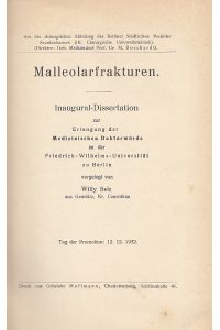 Malleolarfrakturen. Inaugural - Dissertation.
