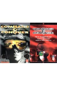 Command & Conquer. 2 Hefte.   - Teil 1: Der Tiberiumkonflikt und Teil 2: Alarmstufe Rot [für CD Gegenangriff und Vergeltungsschlag]. Handbücher zu den Spielen, ohne CDs.