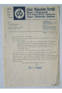Brief von Hans von Berlepsch mit Briefkopf Emil Preusser Nachfg. , Wasch- und Plättanstalt;
