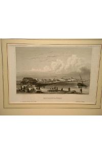 Galveston in Texas. Ansicht vom Hafen aus, Stahlstich um 1850.