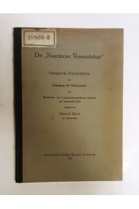 Die Naamlooze Vennootschap. Inaugural-Dissertation der Wirtschafts- und Sozialwissenschaftlichen Fakultät der Universität Köln.