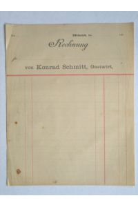 Rechnungsvordruck von Gastwirt Konrad Schmitt in Effelterich [alte Schreibweise von Effeltrich];