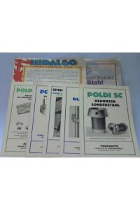 8 verschiedene Werbebroschüren und Reklameblätter für verschiedene Stahlsorten