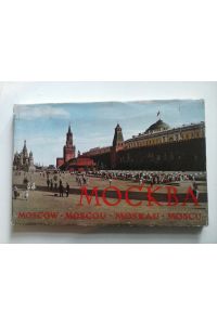 Mockba - Moscow - Moscou - Moskau - Moscu. (Fotoalbom Moskwa).   - Farbiger Bildband. Fotopanoramij. Bildband mit Abbildungen von Gebäuden und Straßenzügen.