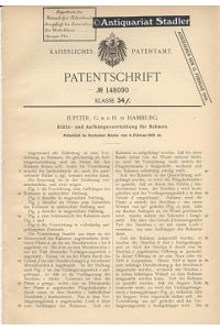 Patentschrift Nr. 148090. Klasse 34 f: Stütz- und Aufhängevorrichtung für Rahmen.   - Kaiserliches Patentamt.