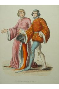 England Great Britain Parlamentarier Herrschaft Richard II. altkolorierter Holzstich um 1840