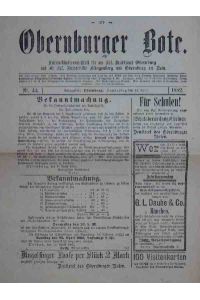Obernburger Bote.   - Amtsverkündigungs Blatt für das Kgl. Bezirksamt Obernburg und die Kgl. Amtsgerichte Klingenberg und Obernburg am Main.