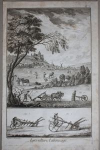 Agriculture, Labourage . Komplette Folge von 4 Blatt Kupferstiche von Defehrt und Prevost aus der Enzyklopädie von Diderot und d'Alembert, Folio-Ausgabe, um 1770. Je 35, 5 x 22, 5 cm.