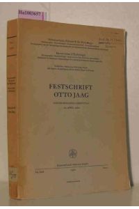 Festschrift Otto Jaag - Zum 60. Geburtstag am 29. April 1960  - Schweizerische Zeitschrift für Hydrologie. Vol. XXII