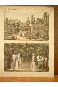 Türkische Gräber: Altkolorierter Kupferstich aus dem Bilderbuch für Kinder von Friedrich Bertuch um 1800.