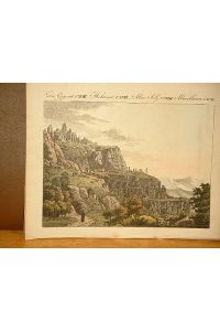 Der Montserrat in Spanien. Altkolorierter Kupferstich aus dem Bilderbuch für Kinder von Friedrich Bertuch um 1800.