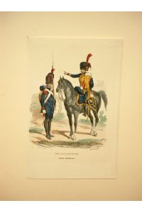 Garde Imperiale: Canonnier a pied et Officier d`artillerie legere. Altkolorierte Lithographie um 1844 von Lacoste nach Bellange. ( aus: Histoire de lEmpereur Napoleon; Garde Imperiale ).