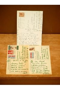2 handschriftliche farbige Postkarten aus Austin/Texas vom 16. August 1969. ( beiliegend eine weitere Postkarte Rühmkors aus dem Jahre 2007 ).