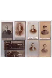 8 alte Pappfotos Cabinet-Portraits  Männer