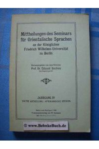 Mitteilungen des Seminars für Orientalische Sprachen zu Berlin - Dritte Abtheilung. Afrikanische Studien.