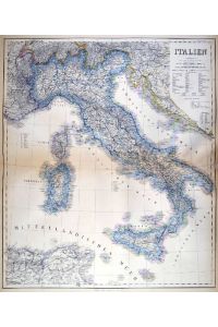 Italien. Gesamtkarte, mit Eisenbahnlinien.