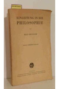 Einleitung in die Philosophie  - Max Dessoir