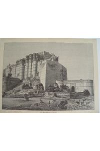 Indien Burg Dschodpur India Dekorativer Holzstich um 1890