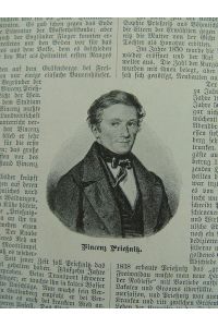 Porträt Vincenz Prießnitz inclusive Text zum 100. Geburtstag 1899