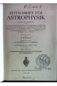 Photographisch-photometrische Untersuchungen des Zodiakallichtes  - Zeitschrift für Astrophysik; Sonderabdruck aus 1. Band, 1. Heft