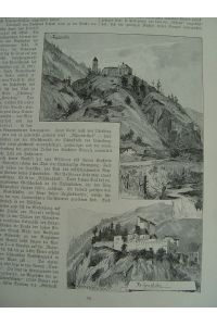 Burg Reifenstein; Burg Sprechenstein, Eisacktal Sterzing Südtirol Holzstich um 1890