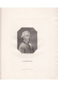 PFEFFEL, GOTTLIEB KONRAD (1736 Colmar - 1809). Porträt. Brustbild im Achteck. Kupferstich in Punktiermanier von Bollinger bei Schumann, Zwickau, um 1820. Plattengröße : 18, 5 x 12, 5 cm.