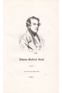 SEIDL, JOHANN GABRIEL (1804 Wien - 1875). Porträt. Brustbild nach rechts. Holzstich, signiert Peupin, um 1860. Bildgröße : 7, 5 x 5, 5 cm.