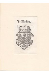 MÄHREN, bekröntes Wappen von Mähren mit beschachtem Adler, gut erhaltener, seltener Holzschnitt aus dem Jahr 1581, Blattgröße: 14, 5 x 9 cm, reine Bildgröße ca. 10 x 6, 2 cm, Tschechien, Mähren.
