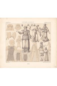 Hohepriester, Lithographie von 1888 aus Le costume historique by Auguste Racinet (1825 - 1893), Blattgröße: 19, 5 x 22 cm, reine Bildgröße 16, 5 x 17, 5 cm.