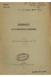 RIASSUNTO DI FITOGEOGRAFIA BORMIENSE.   - Estratto dalla Rivista « Malpighia », Fasc. VII-X.