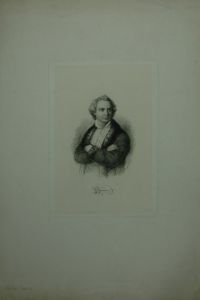 Portrait. Halbfigur nach halblinks, Kopf en face. Radierung auf gewalztem Chinapapier von Albrecht Fürchtegott Schultheiß (1823-1909). Unten mit faks. Namenszug.
